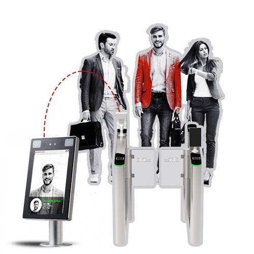 Visitor Time and attendance and access control solution. ZKTeco biometric device and turnstile