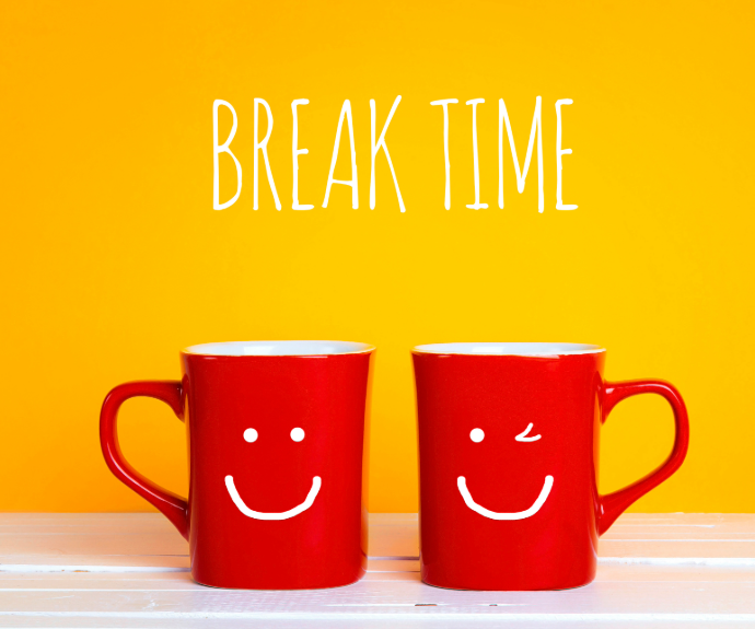 two coffee cups on break two coffee cups on break