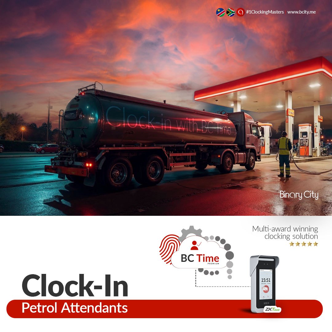 BC Time clocking solution for petrol station and garages BC Time clocking solution for petrol station and garages with petrol tank and petrol attendant
