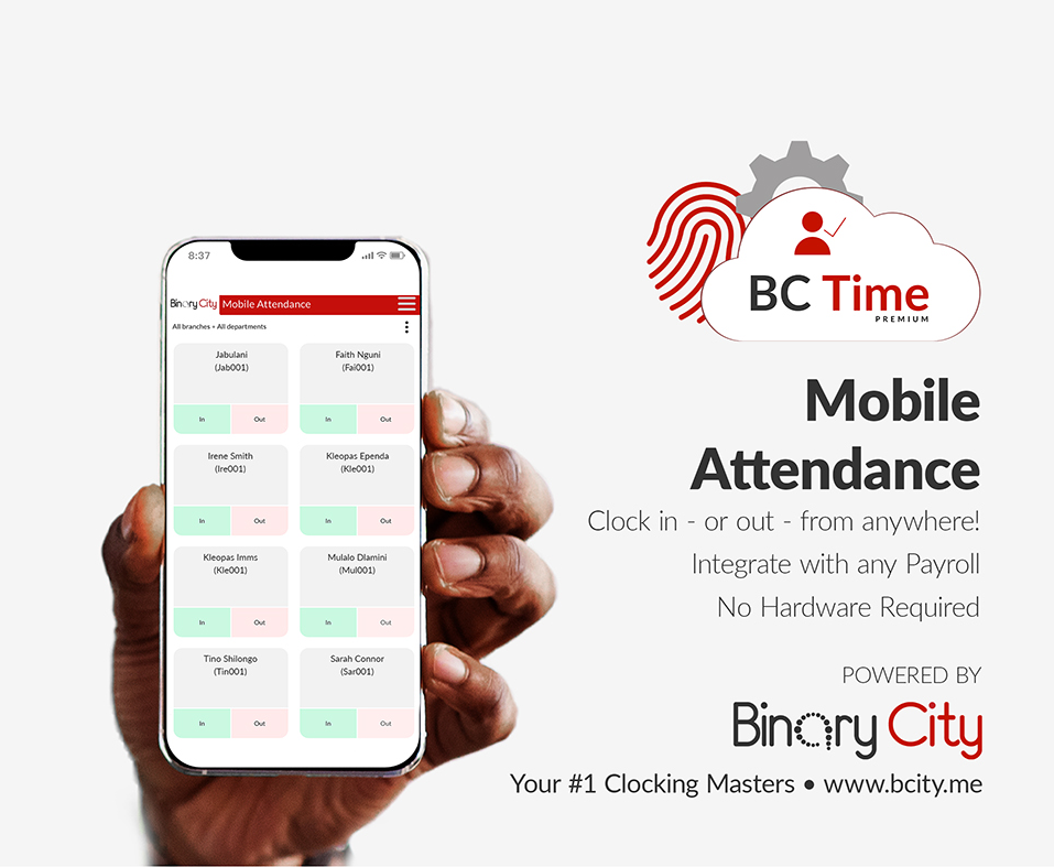 bc time mobile attendance guy holding up bc time interface bc time mobile attendance
