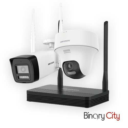 Hikvision 4MP H.265 One bullet + One turret WiFi NVS CCTV Kit—1  